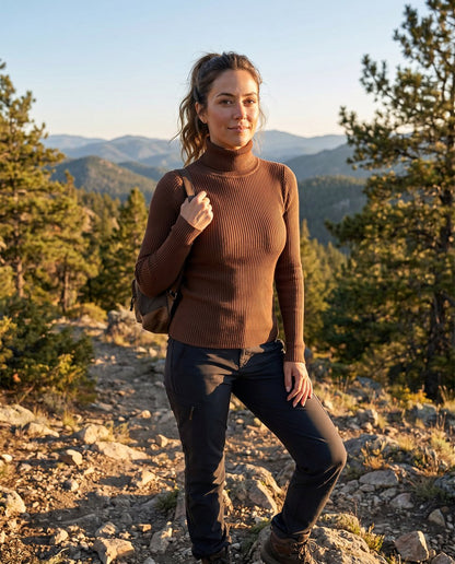 Women's Lightweight Ribbed Knit Turtleneck Sweater