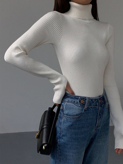 Women's Lightweight Ribbed Knit Turtleneck Sweater