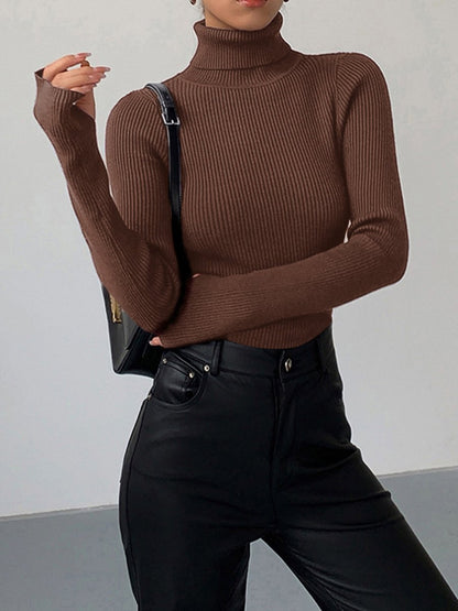 Women's Lightweight Ribbed Knit Turtleneck Sweater