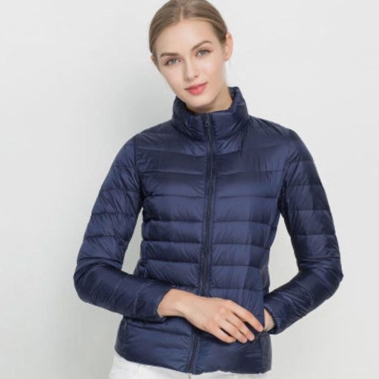 Women's Lightweight Slim Fit Winter Puffer Coat with Stand Collar