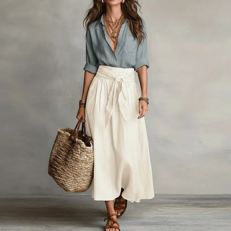 Women's Linen Button-Down Two Piece Set