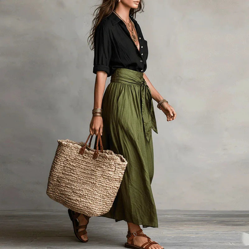 Women's Linen Button-Down Two Piece Set