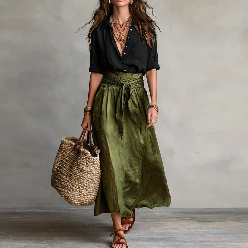 Women's Linen Button-Down Two Piece Set