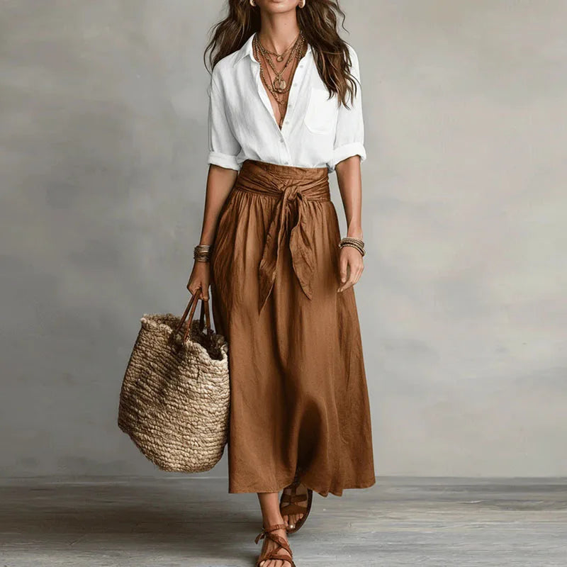 Women's Linen Button-Down Two Piece Set