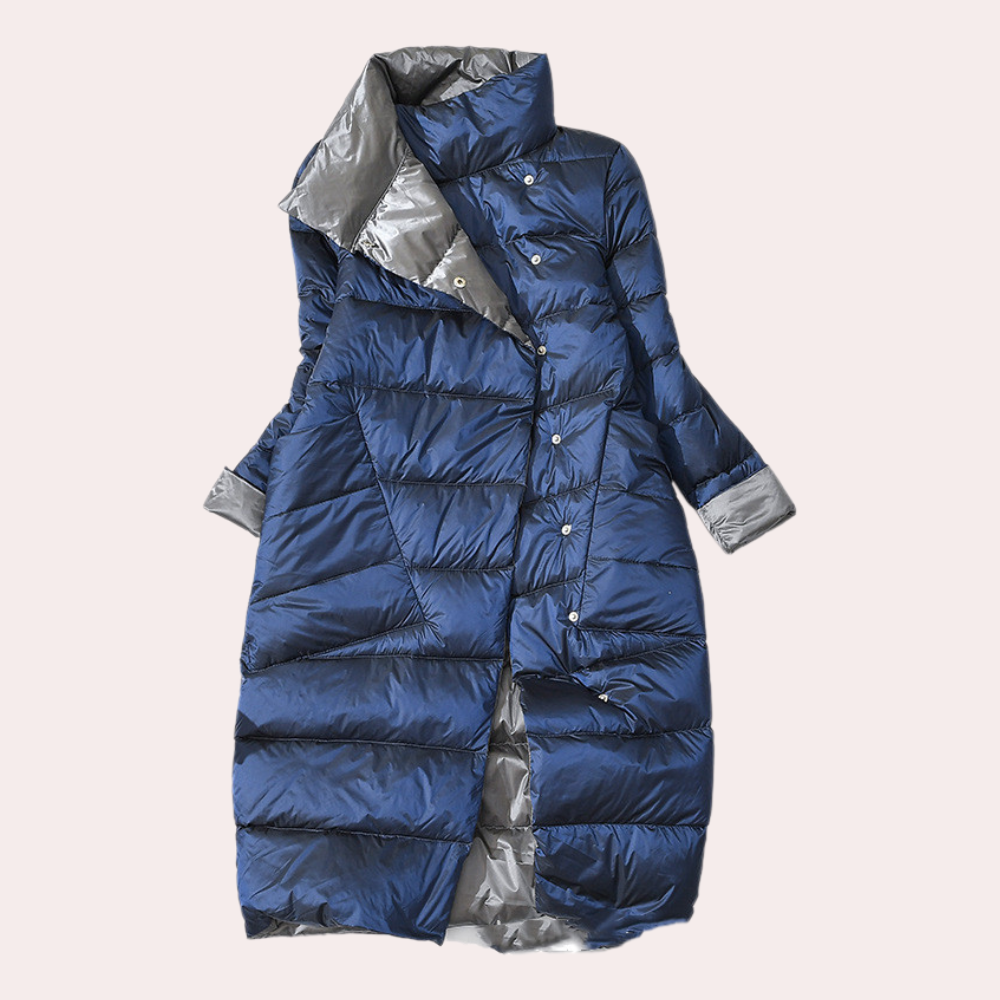 Women's Long Down Winter Jacket with High Collar