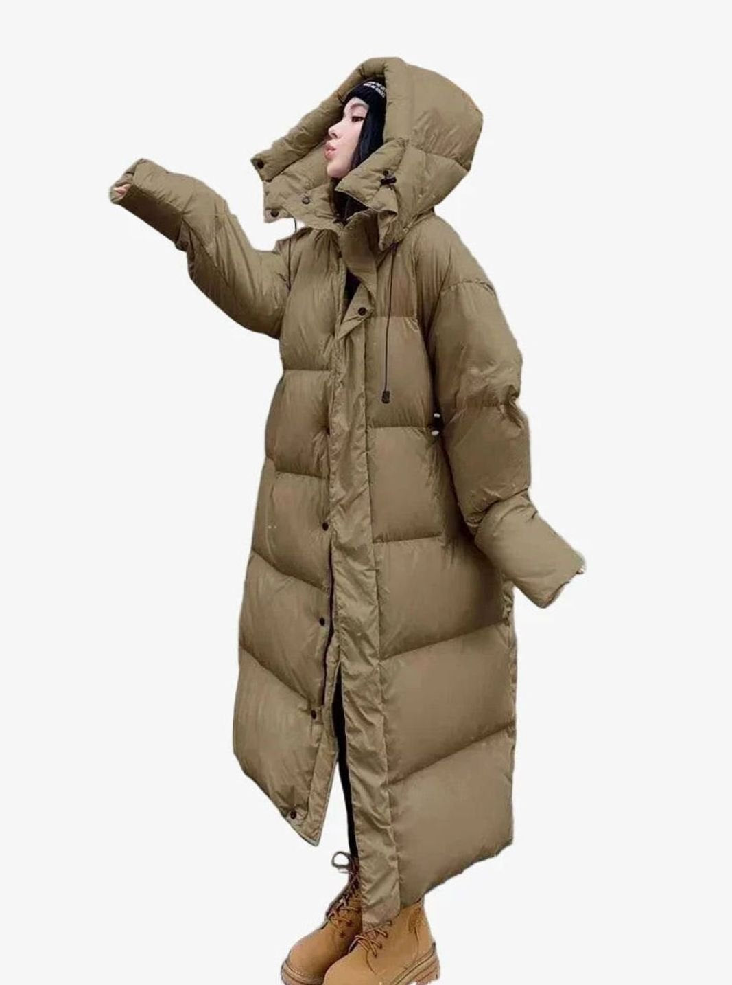 Women's Long Hooded Quilted Oversized Puffer Coat