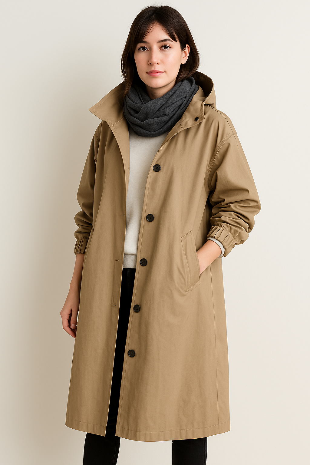 Women's Long Hooded Trench Coat – Ranya Autumn Edition