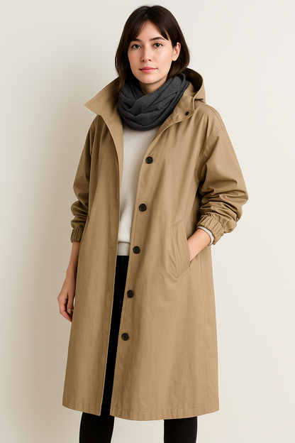 Women's Long Hooded Trench Coat – Ranya Autumn Edition