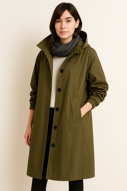 Women's Long Hooded Trench Coat – Ranya Autumn Edition