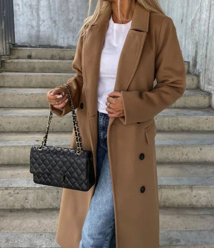 Women's Long Lapel Double-Breasted Coat