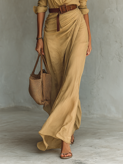 Women's Long-Sleeve Maxi Wrap Dress
