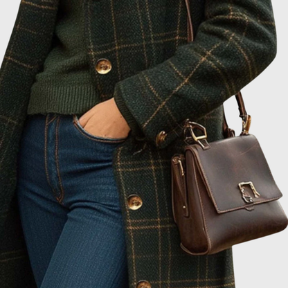 Women's Longline Button-Front Coat with Lapel Collar