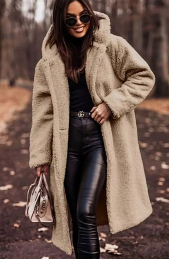 Women's Longline Hooded Faux Fur Winter Coat