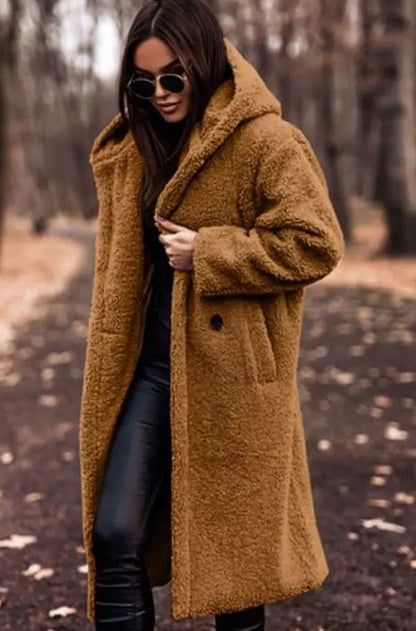 Women's Longline Hooded Faux Fur Winter Coat