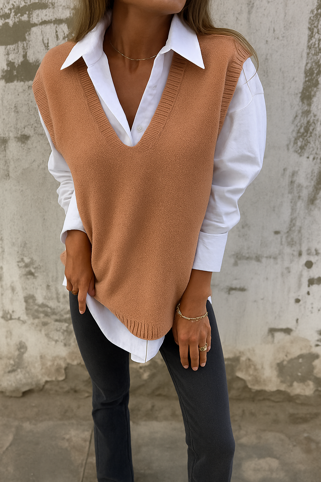 Women's Longline V-Neck Sweater