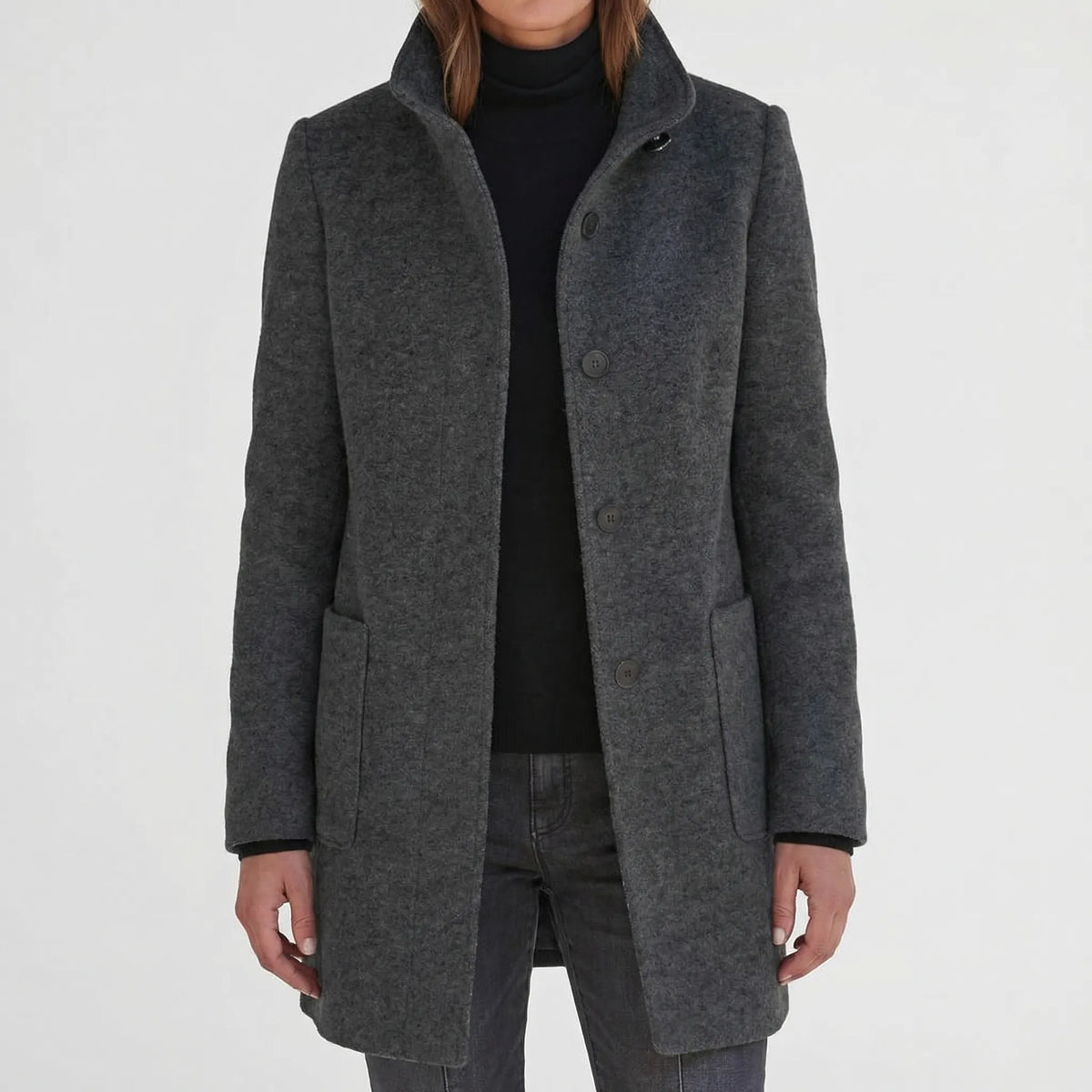 Women's Mid-Length Stand Collar Coat