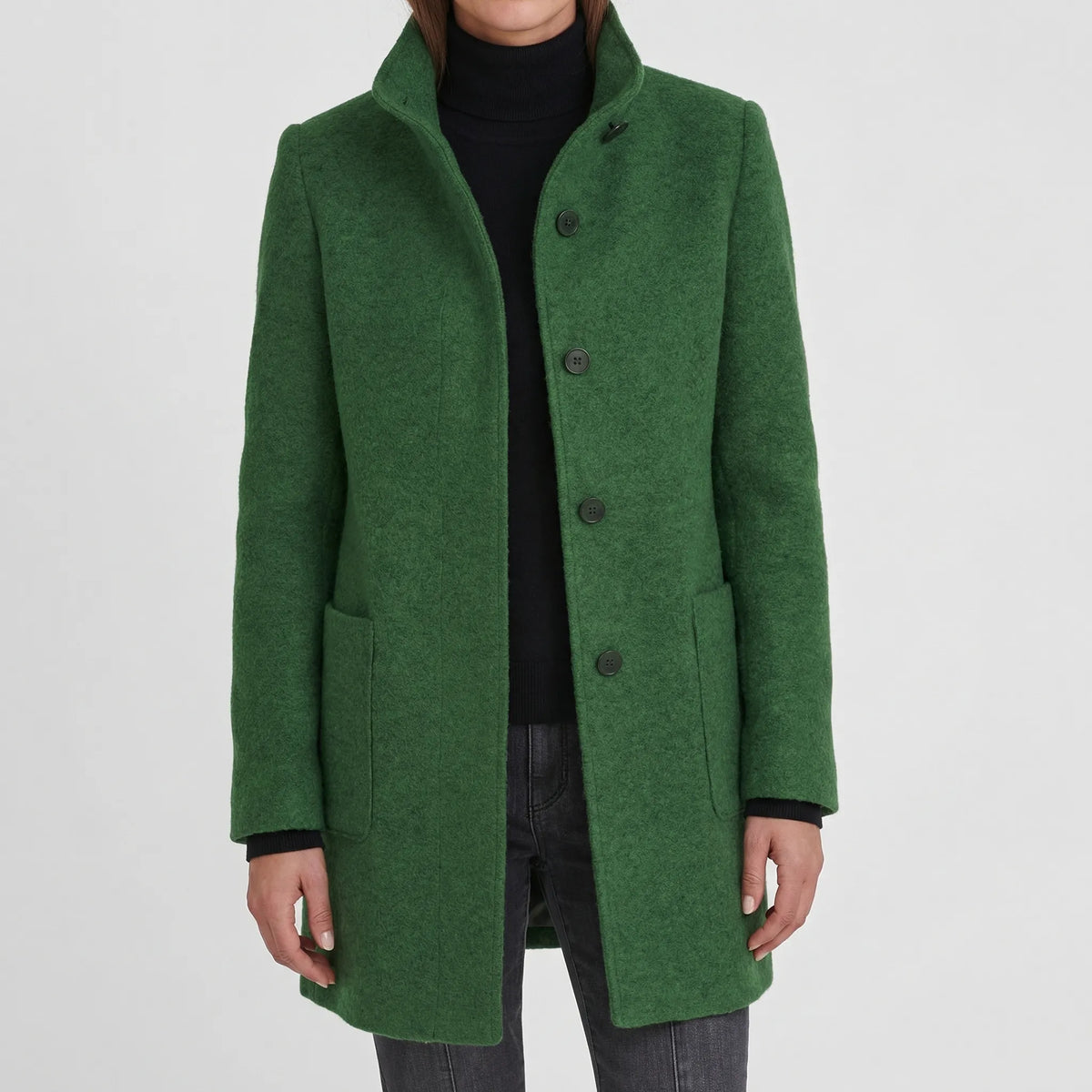 Women's Mid-Length Stand Collar Coat