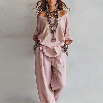 Women's Off-Shoulder Loungewear Set
