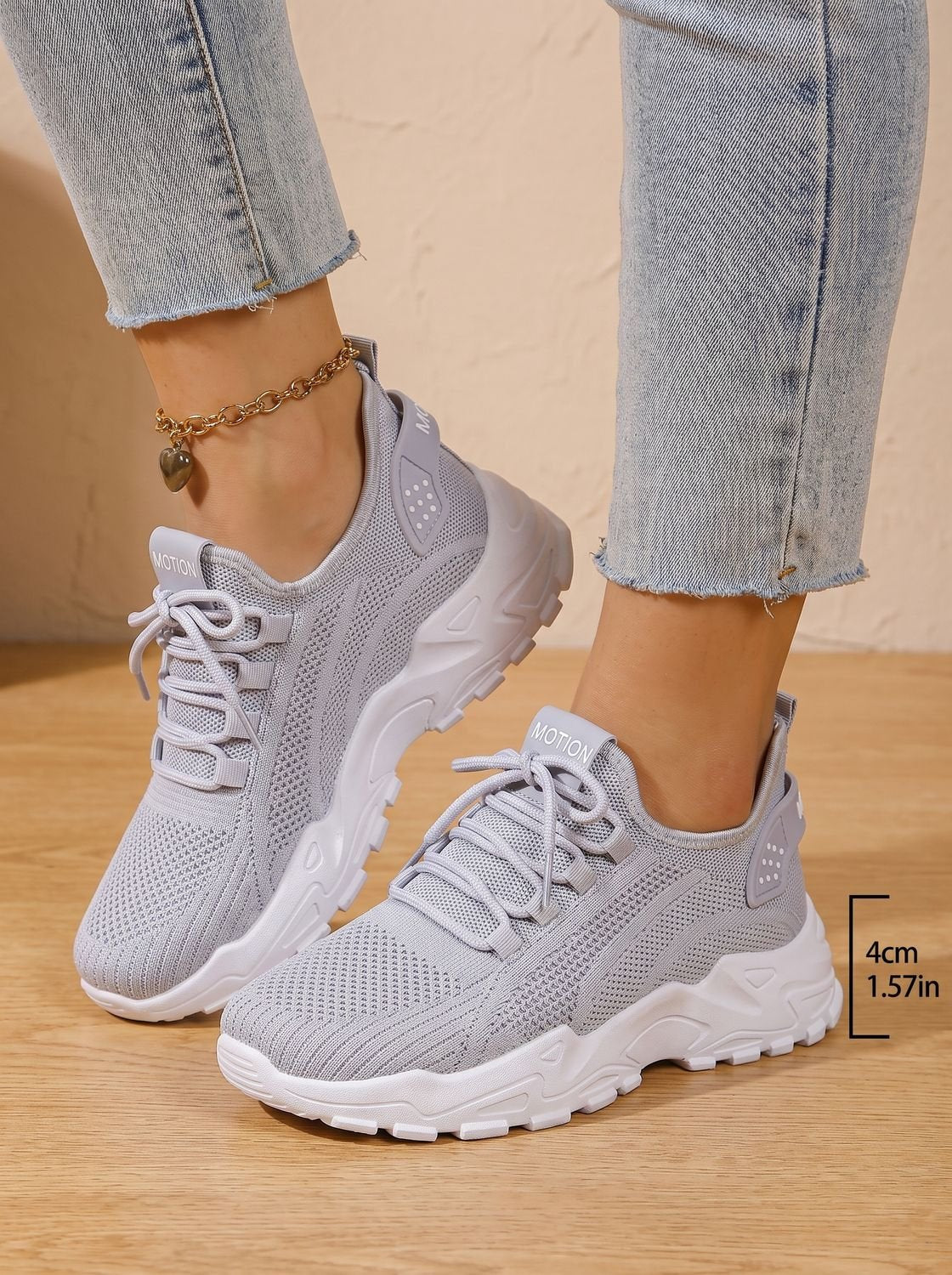Women's Orthopedic Lace-Up Chunky Sole Mesh Sneakers