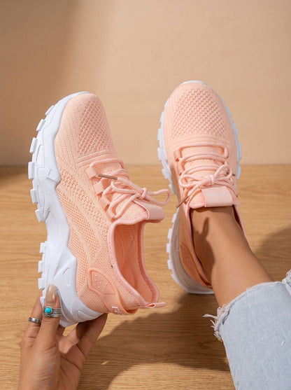 Women's Orthopedic Lace-Up Chunky Sole Mesh Sneakers