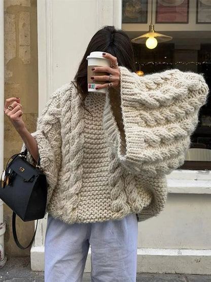 Women's Oversized Chunky Cable-Knit Sweater