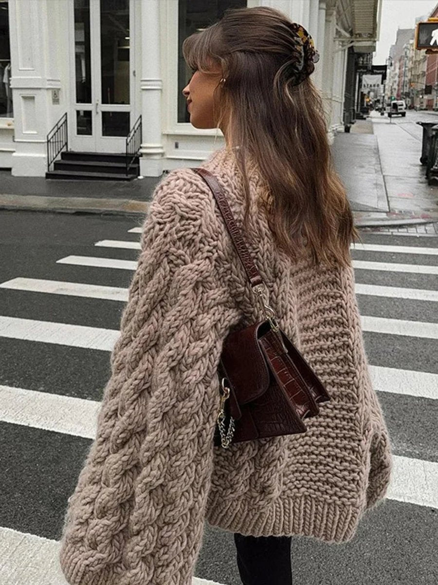 Women's Oversized Chunky Cable-Knit Sweater