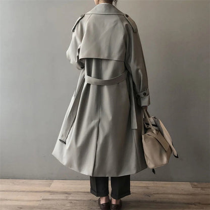 Women's Oversized Double-Breasted Water-Repellent Long Trench Coat