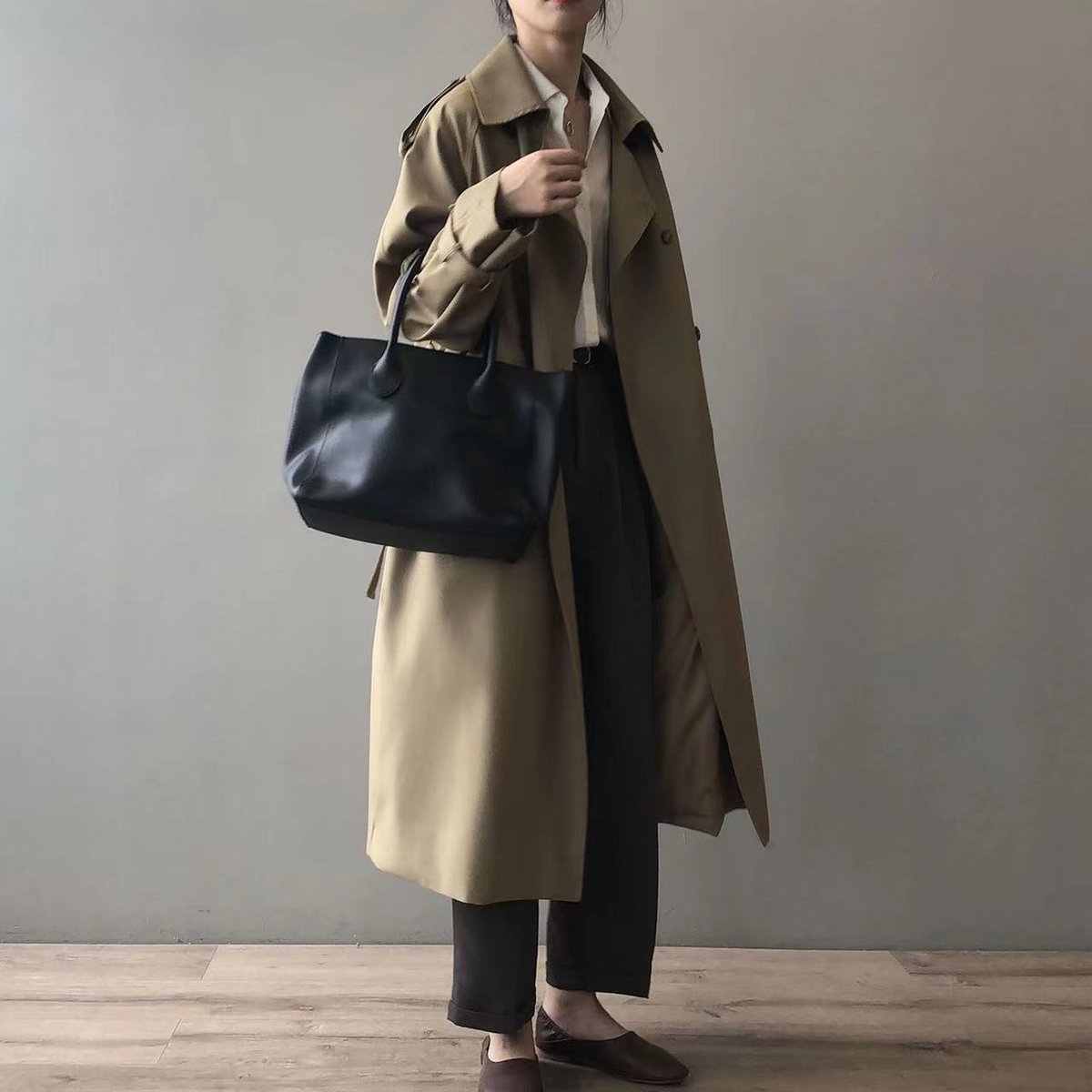Women's Oversized Double-Breasted Water-Repellent Long Trench Coat