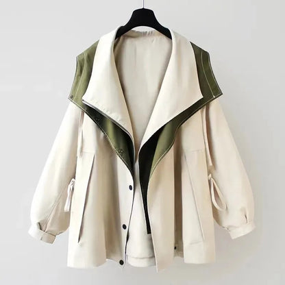 Women's Oversized Double-Collar Waterproof Trench Coat