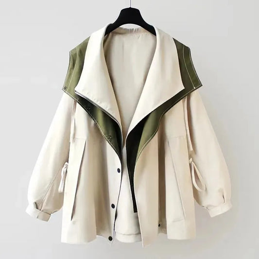 Women's Oversized Double-Collar Waterproof Trench Coat