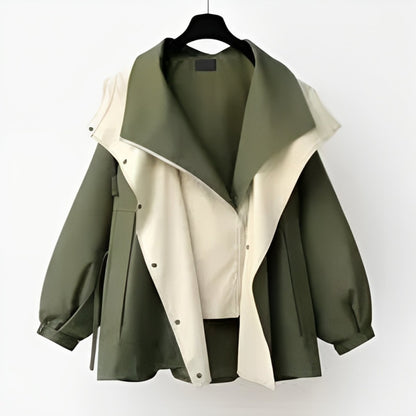 Women's Oversized Double-Collar Waterproof Trench Coat
