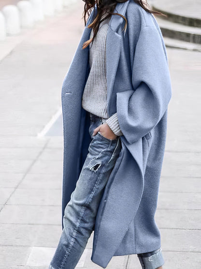 Women's Oversized Long Wool Winter Coat - Relaxed Fit for Cold Weather