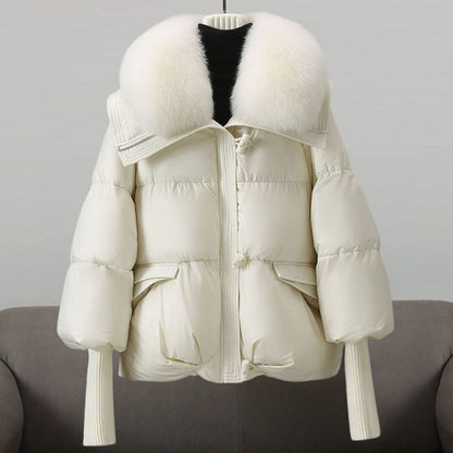 Women's Padded Fur-Collar Puffer Winter Jacket