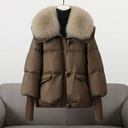 Women's Padded Fur-Collar Puffer Winter Jacket