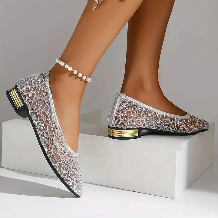 Women's Pointed Toe Lace Flat Wedding Shoes