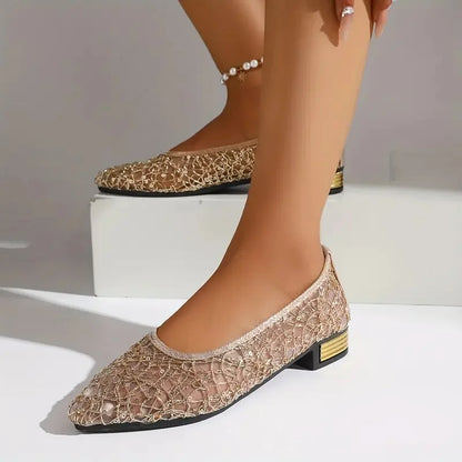 Women's Pointed Toe Lace Flat Wedding Shoes