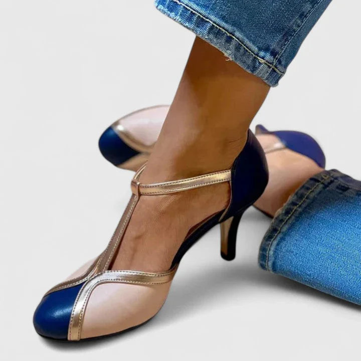 Women's Pointed-Toe Orthopedic Mary Jane Heels with Strap and Buckle Closure