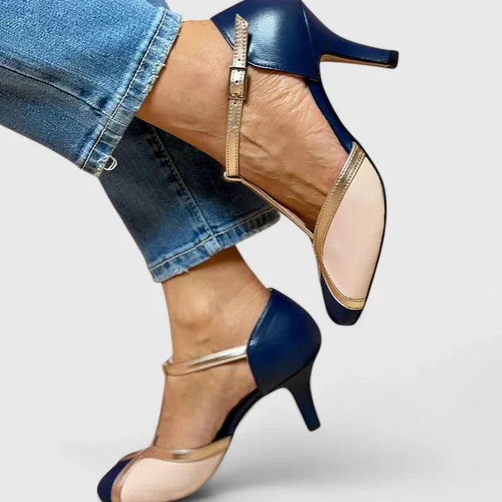 Women's Pointed-Toe Orthopedic Mary Jane Heels with Strap and Buckle Closure