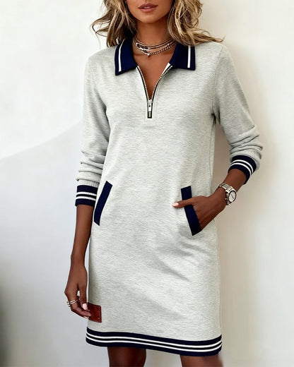 Women's Quarter-Zip Polo Sweatshirt Dress