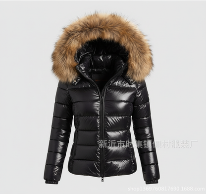 Women's Quilted Jacket with Faux Fur Collar