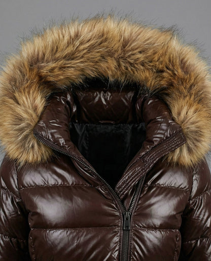 Women's Quilted Jacket with Faux Fur Collar