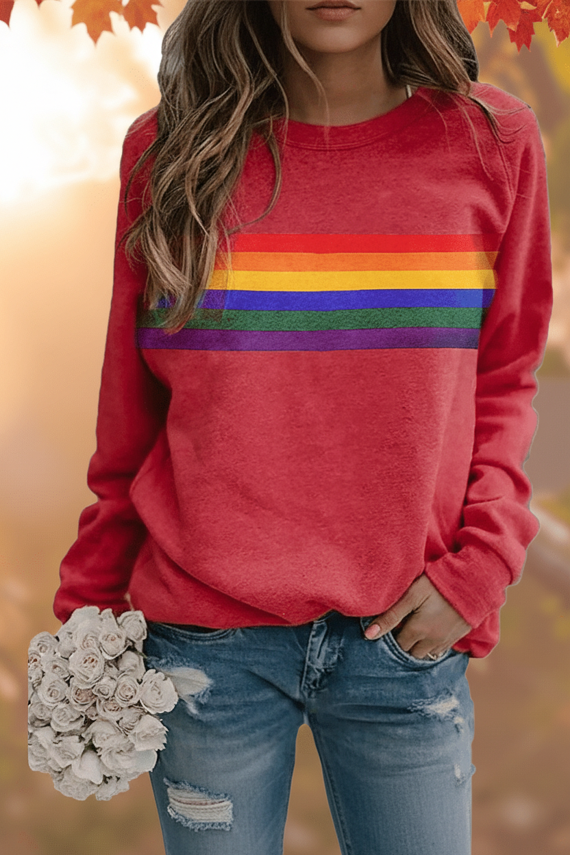 Women's Rainbow Striped Sweatshirt