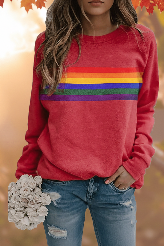 Women's Rainbow Striped Sweatshirt