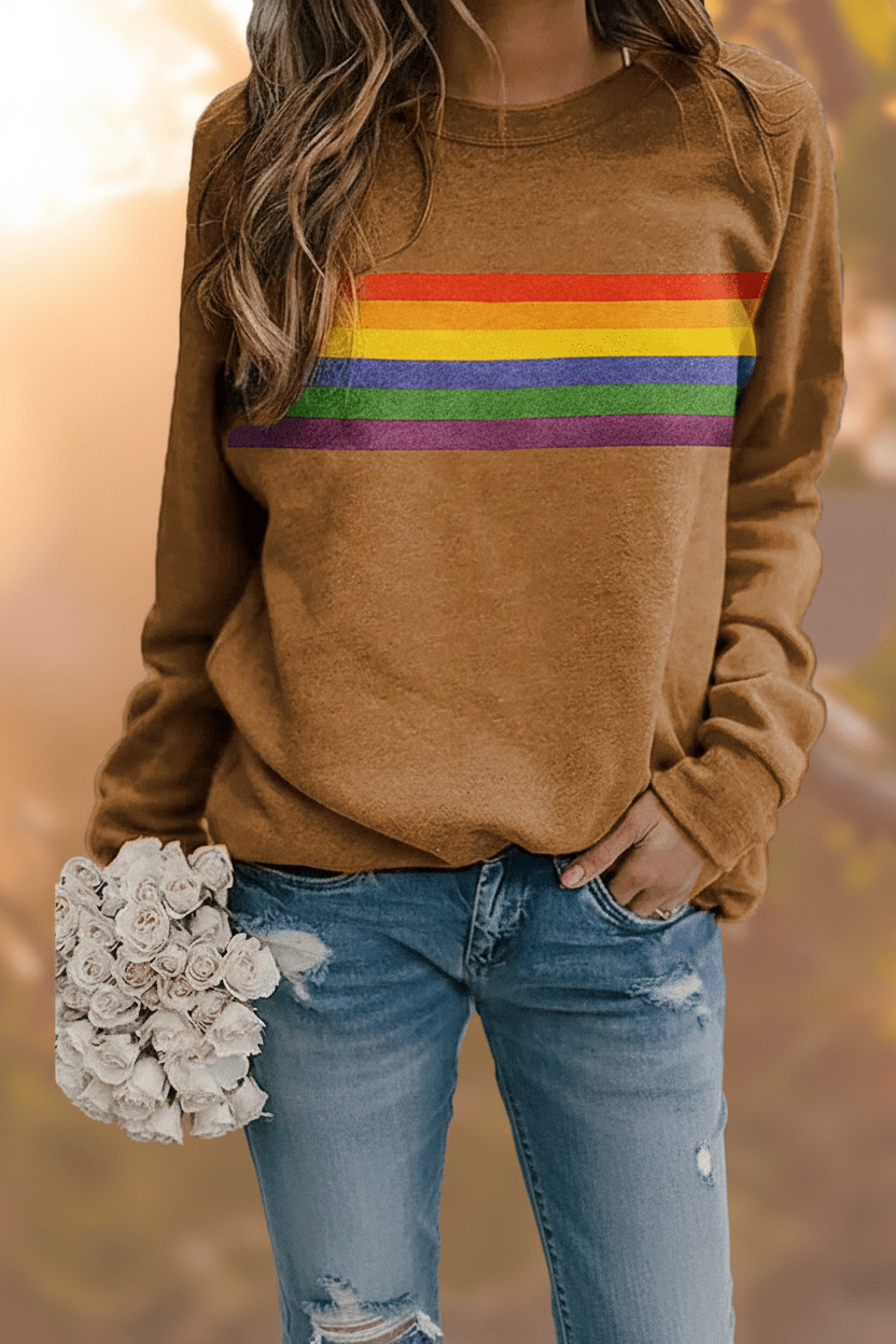 Women's Rainbow Striped Sweatshirt
