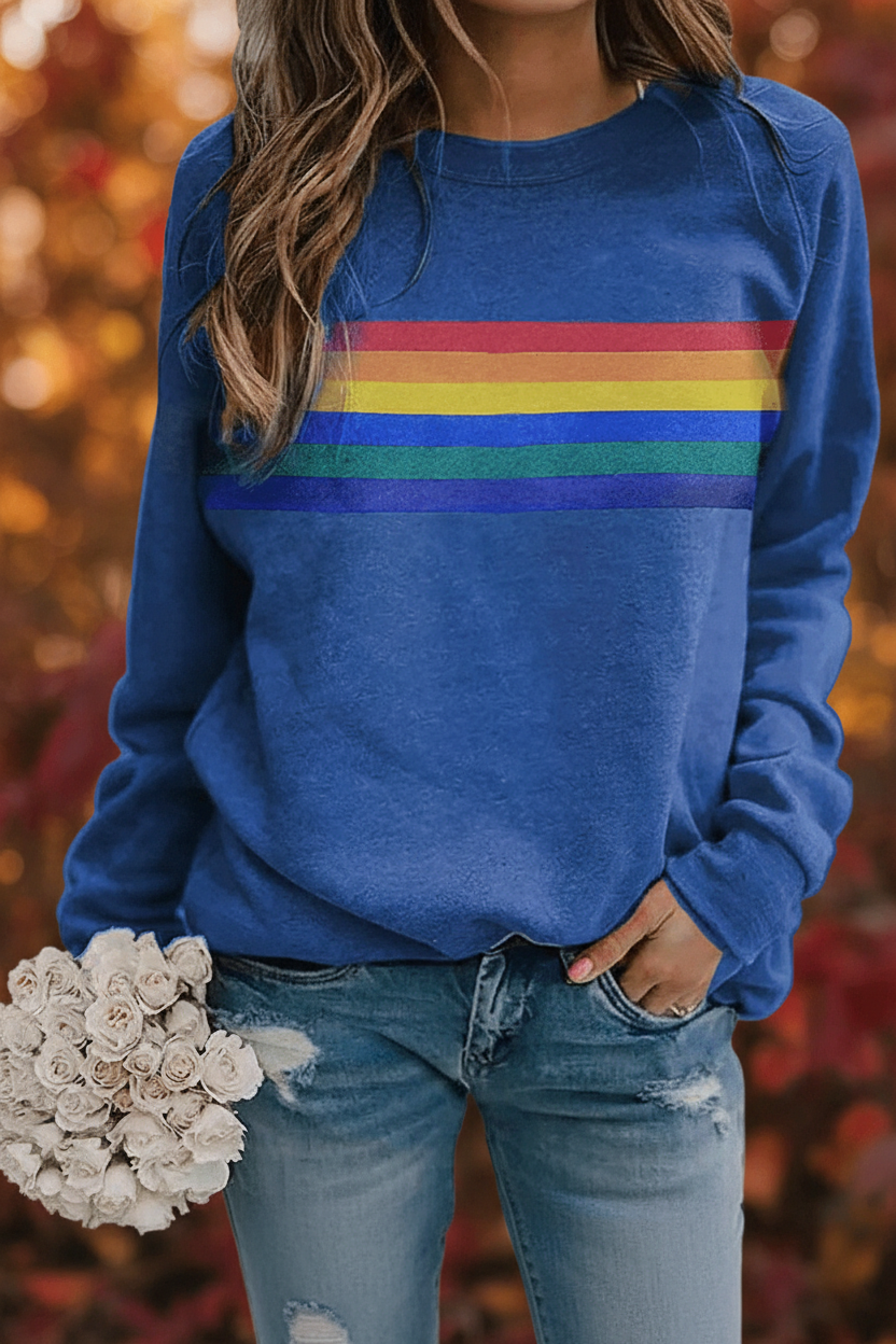 Women's Rainbow Striped Sweatshirt