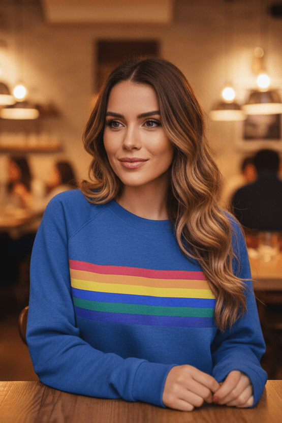 Women's Rainbow Striped Sweatshirt