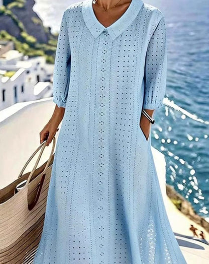 Women's Relaxed-Fit Eyelet Cutout Midi Dress