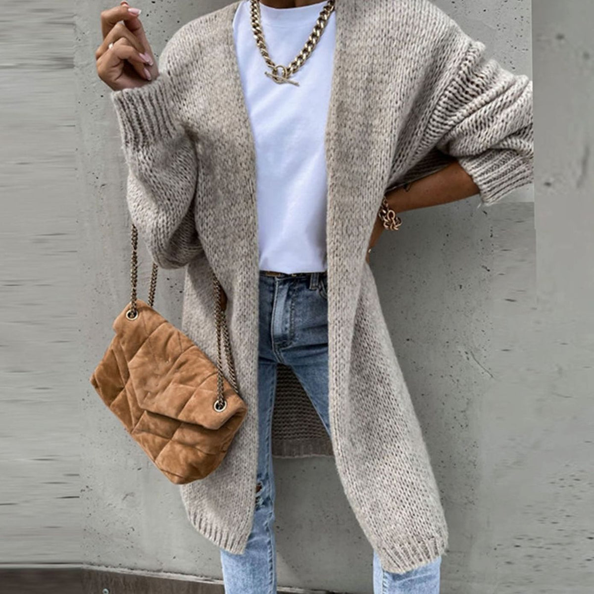 Women's Relaxed-Fit Long Open-Front Cardigan Sweater