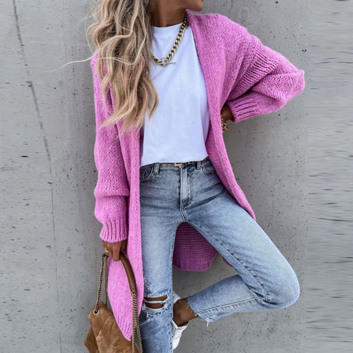 Women's Relaxed-Fit Long Open-Front Cardigan Sweater