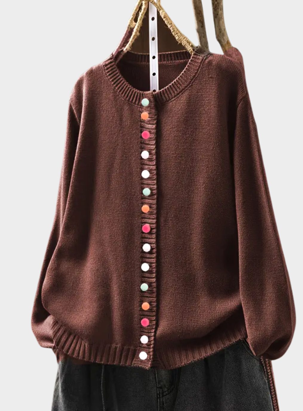 Women's Relaxed-Fit Multicoloured Button-Down Knitted Cardigan